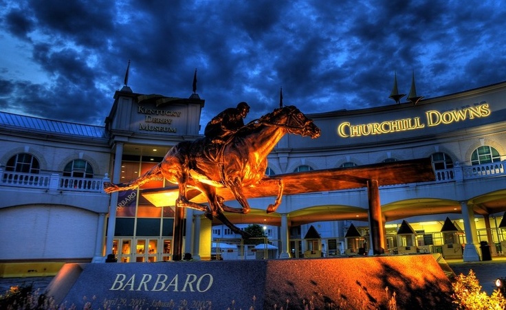 barbaro statue at night
